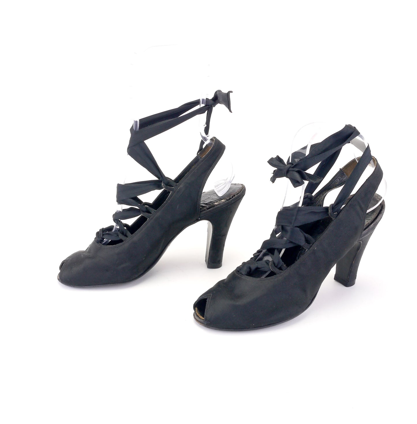 1940s I Miller Satin Laced Leg Slingbacks UK 5
