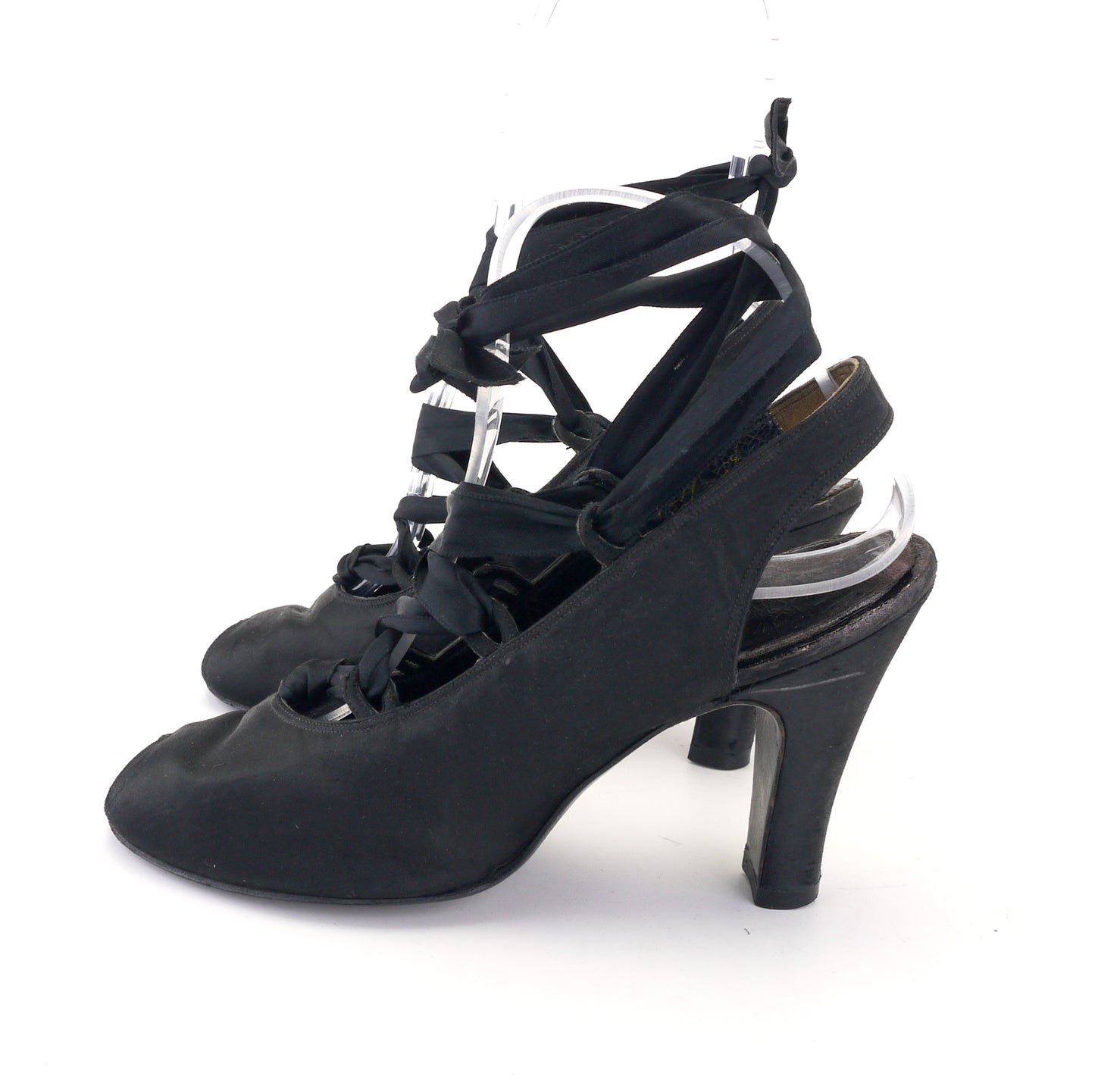1940s I Miller Satin Laced Leg Slingbacks UK 5