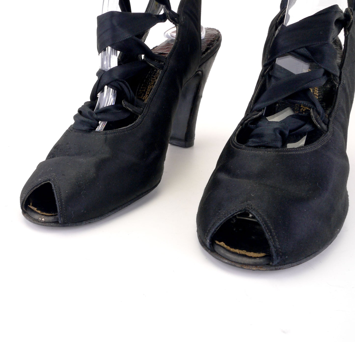 1940s I Miller Satin Laced Leg Slingbacks UK 5