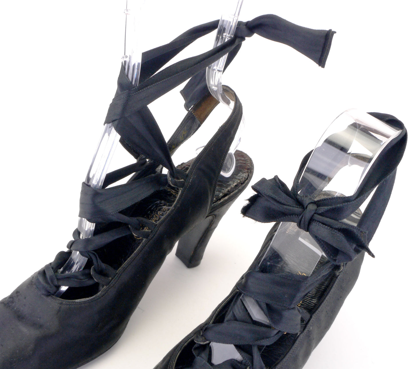 1940s I Miller Satin Laced Leg Slingbacks UK 5