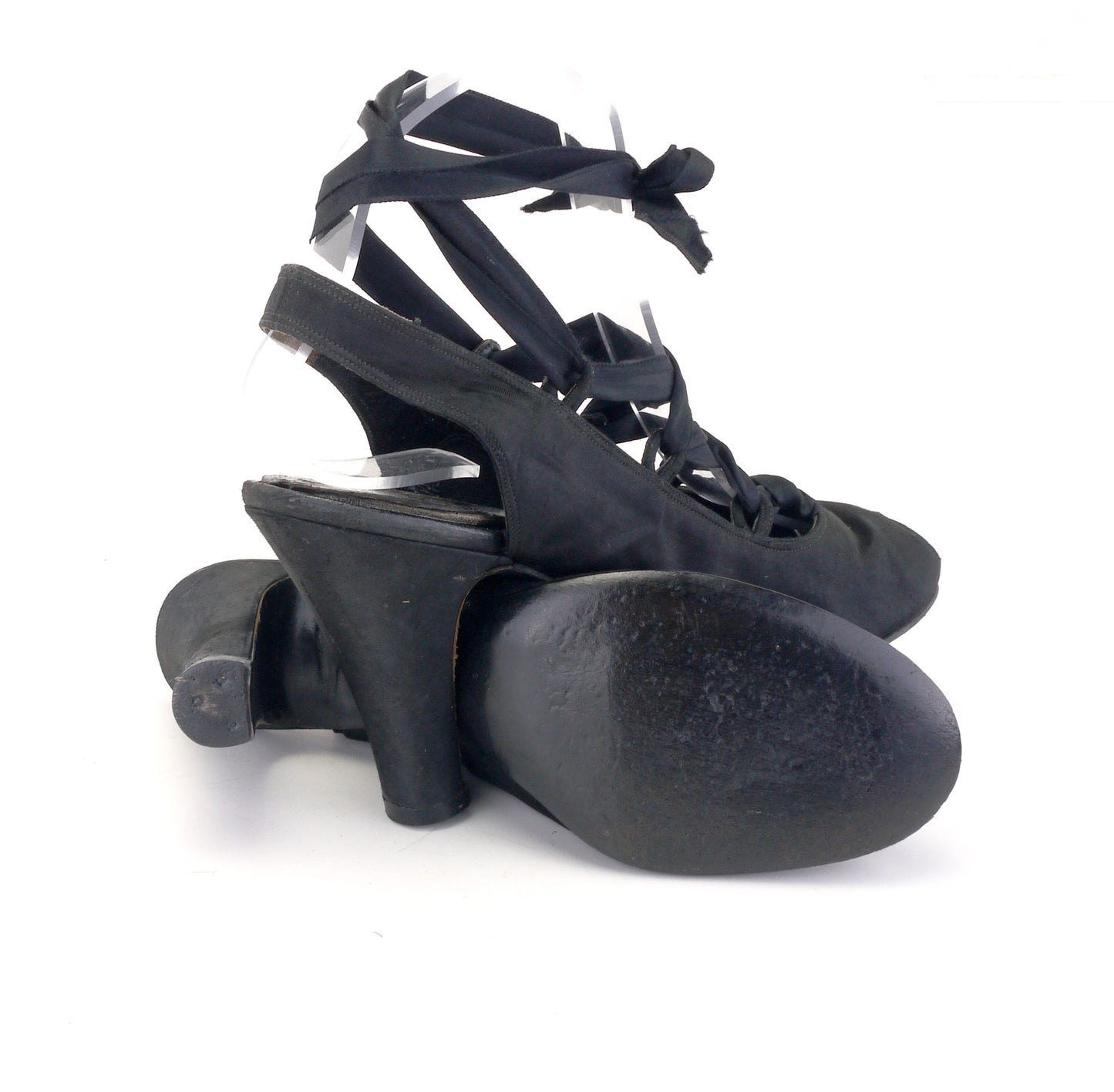 1940s I Miller Satin Laced Leg Slingbacks UK 5