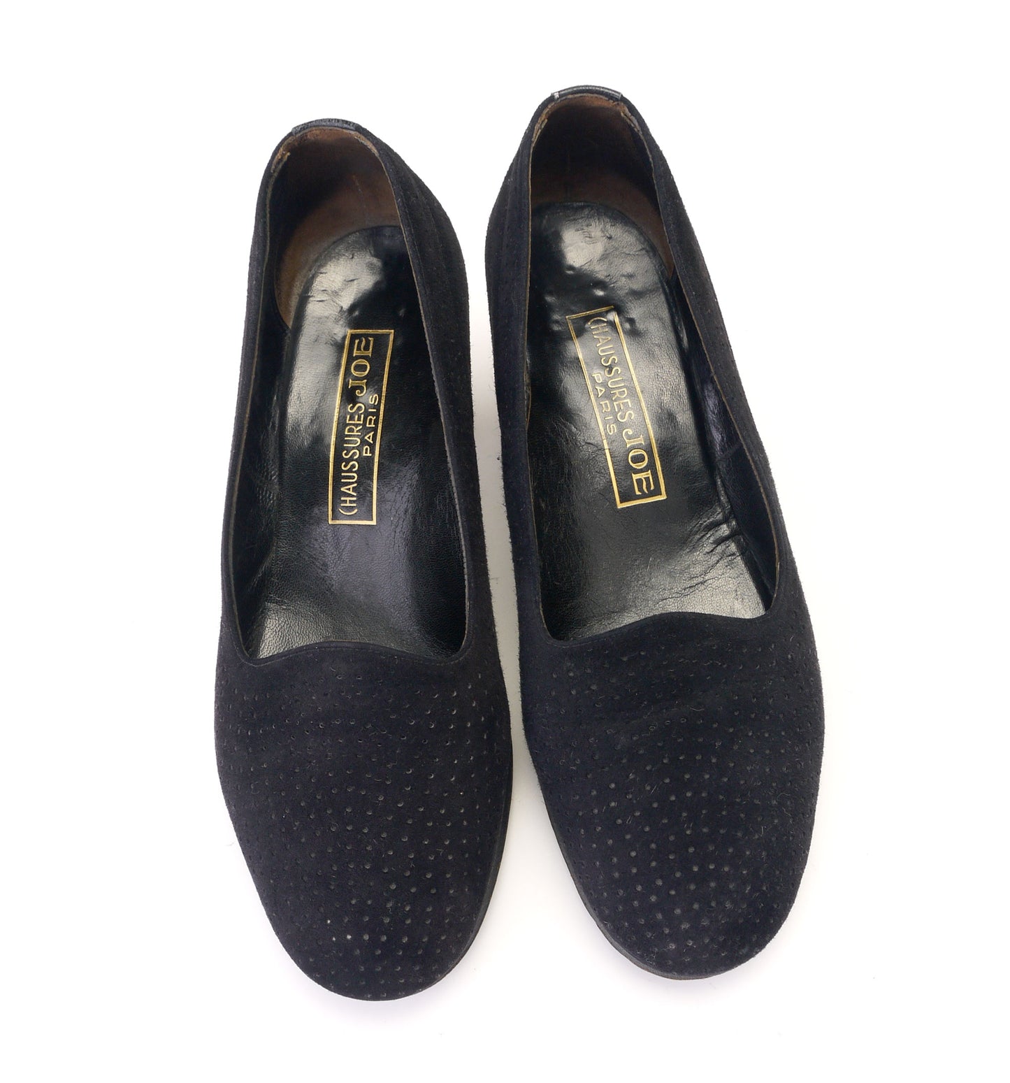 1950s Black Suede Chaussures Joe Pumps UK 4 Wide