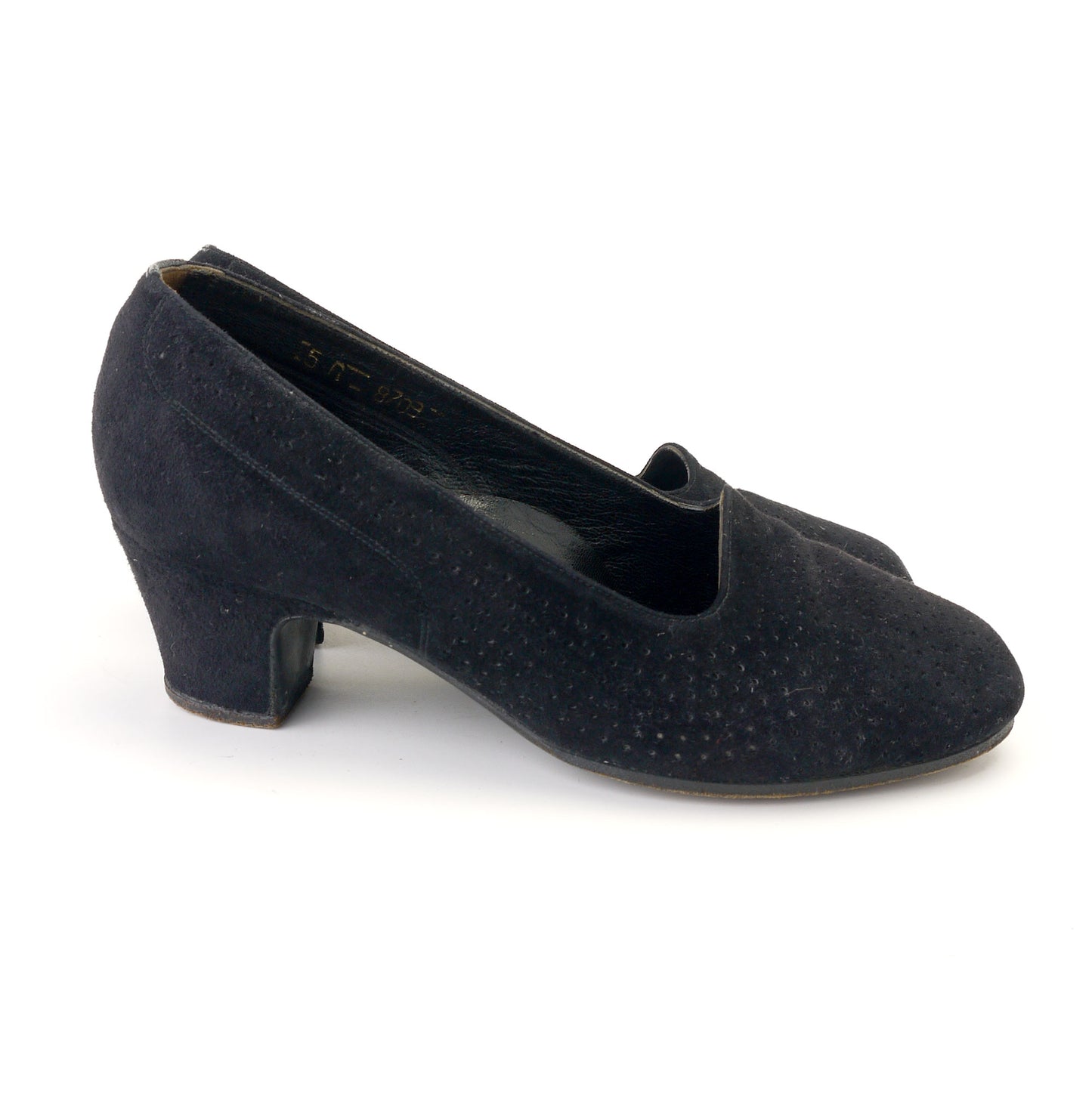 1950s Black Suede Chaussures Joe Pumps UK 4 Wide