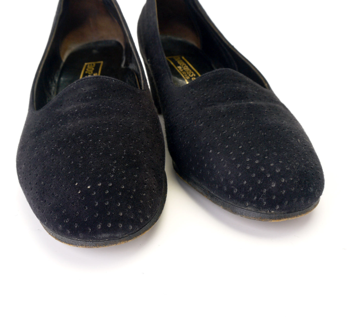 1950s Black Suede Chaussures Joe Pumps UK 4 Wide