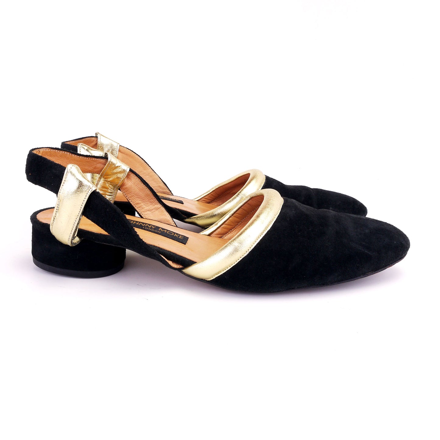 Johnny Moke Black & Gold Oriental Flats UK 6.5