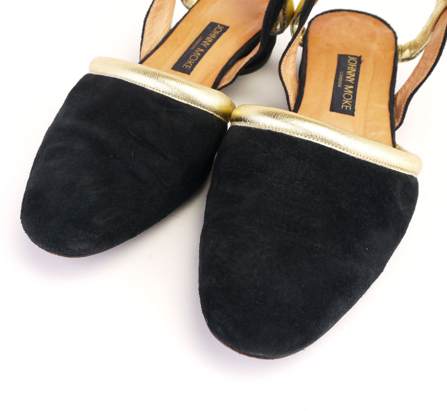 Johnny Moke Black & Gold Oriental Flats UK 6.5