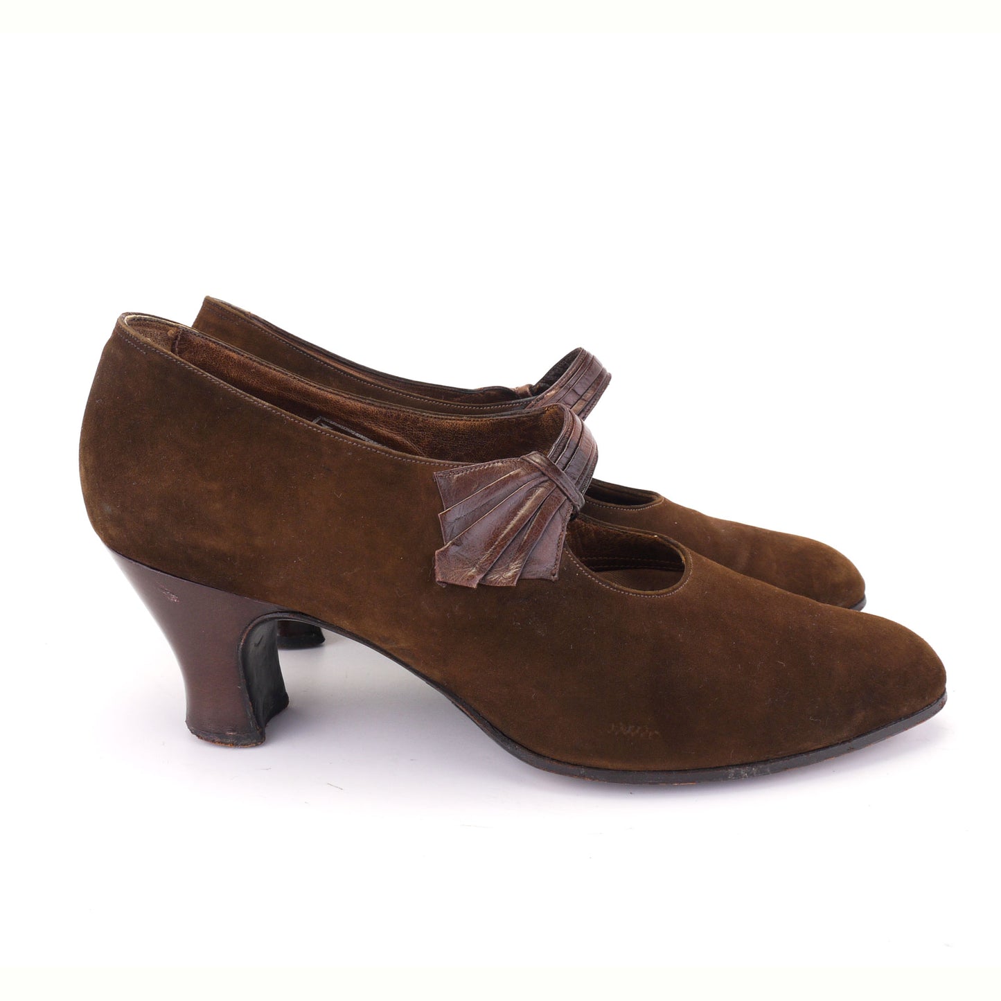1930s Brown Suede Mary Janes by K Shoes UK 4.5