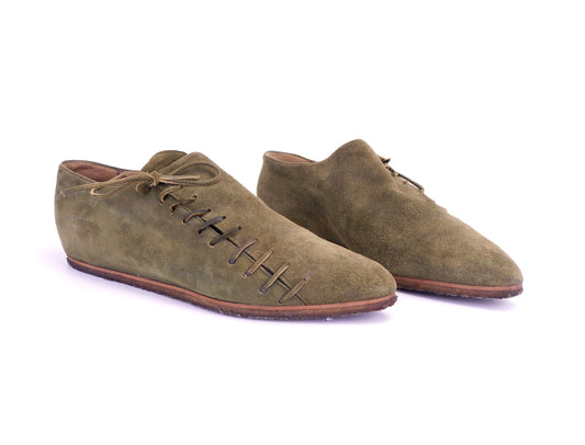Kurt Geiger 80s Medieval Style Olive Suede Lace Ups UK 5.5