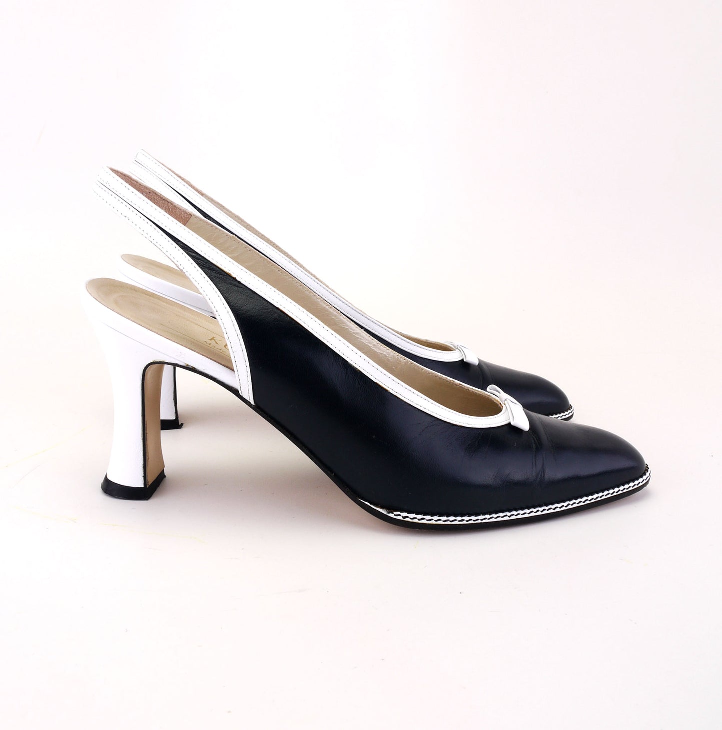 1980s Navy & White Slingback Spectators by Kurt Geiger UK 5.5