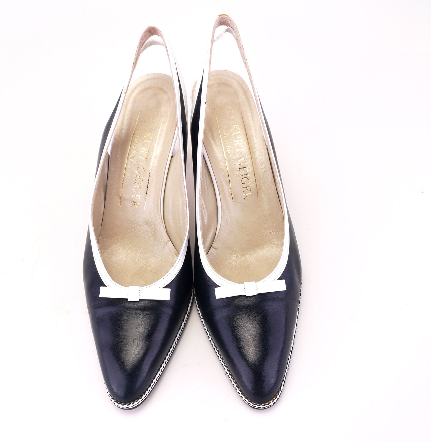1980s Navy & White Slingback Spectators by Kurt Geiger UK 5.5