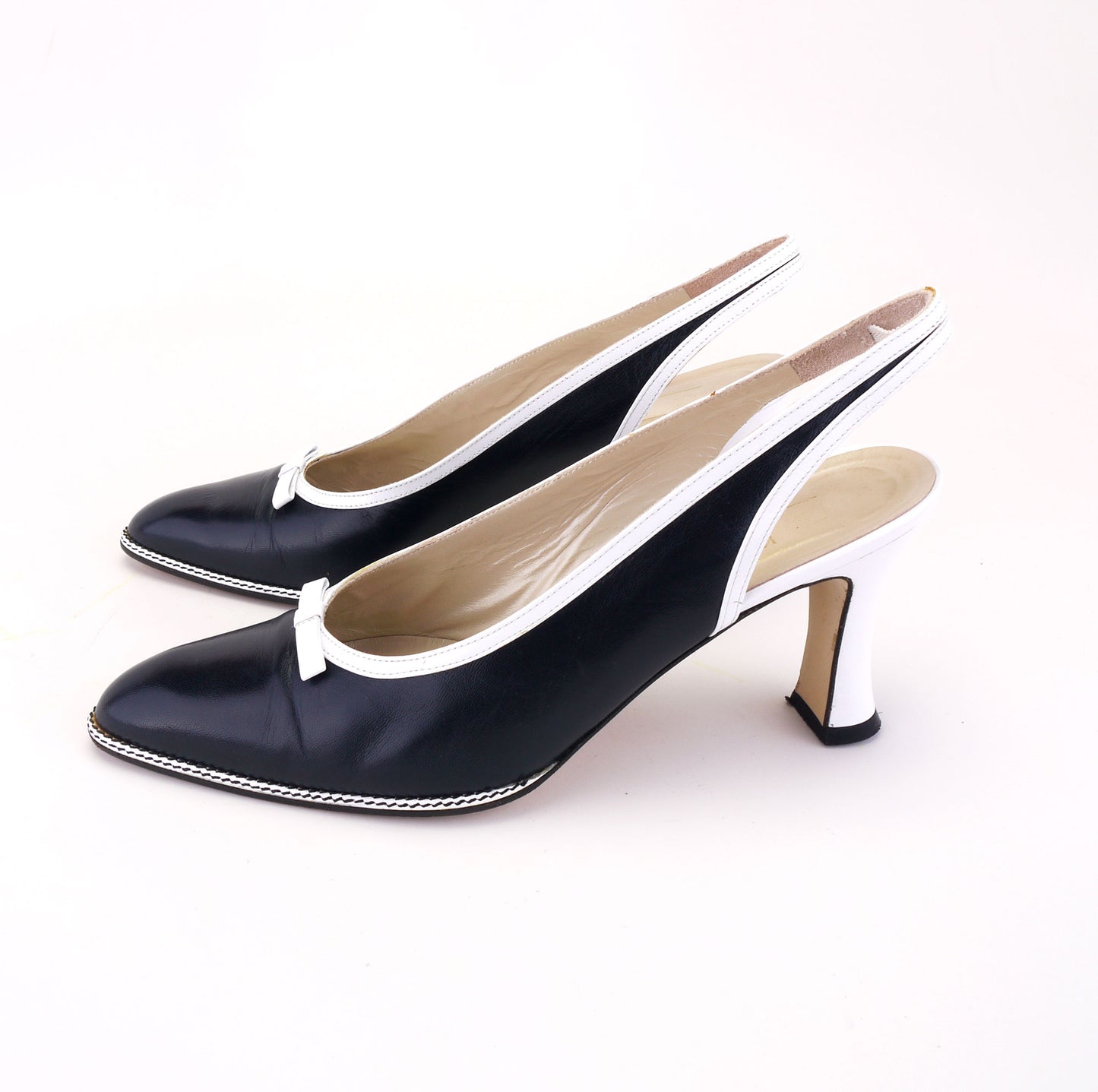 1980s Navy & White Slingback Spectators by Kurt Geiger UK 5.5