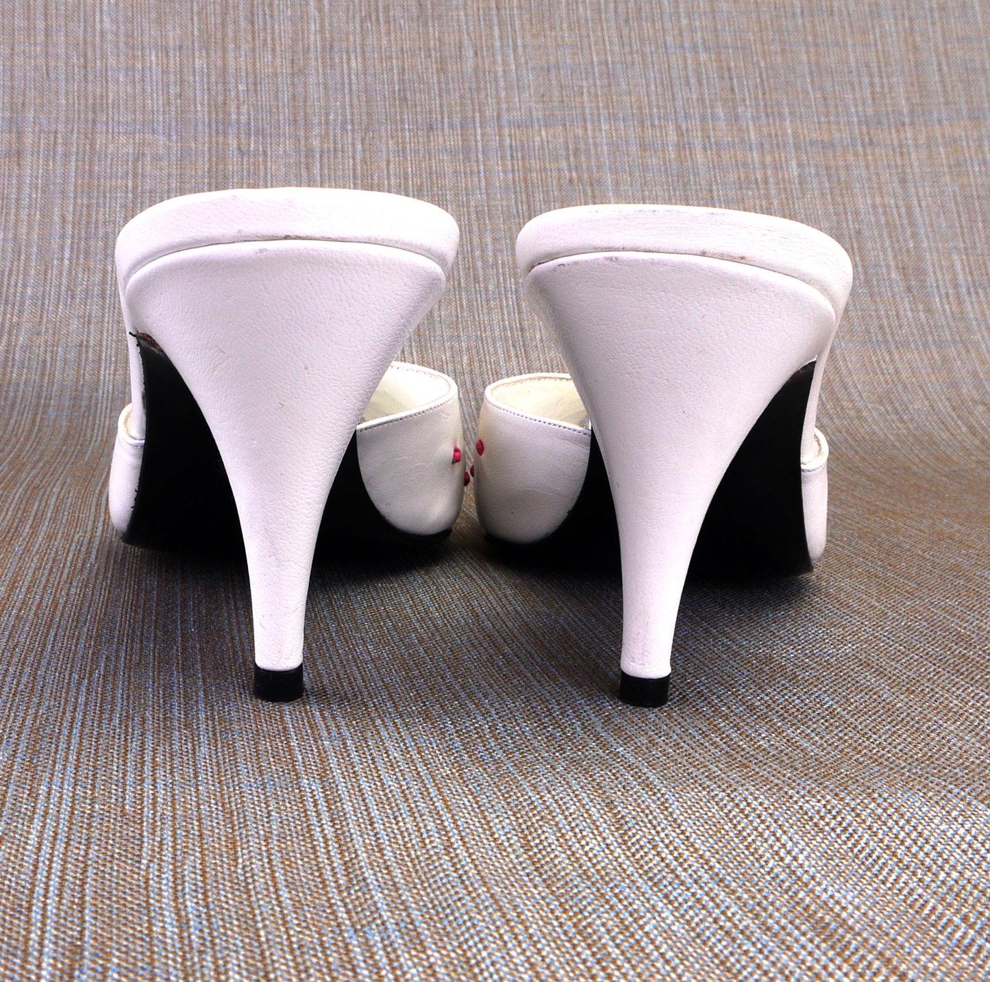 1980s White & Pink Knotted Mules UK 4