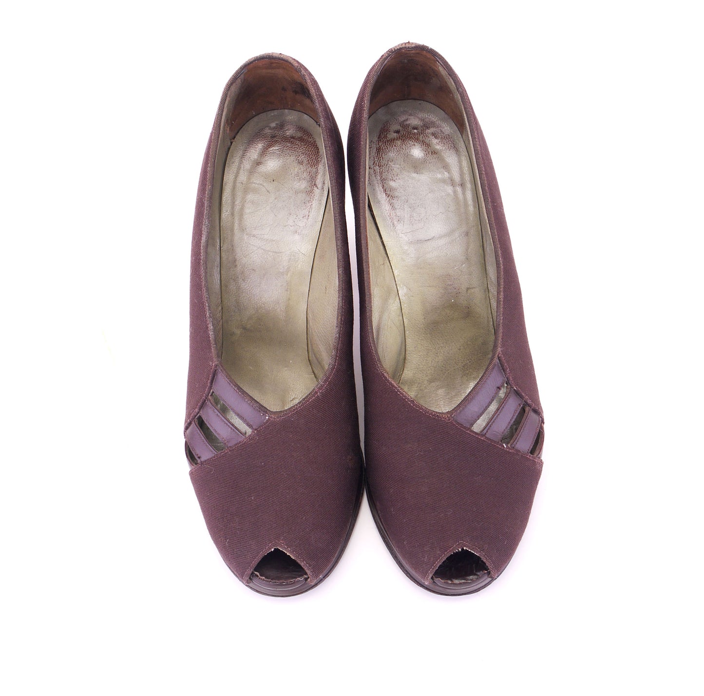 Lotus 1940s Brown Gabardine Platform Pumps UK 5