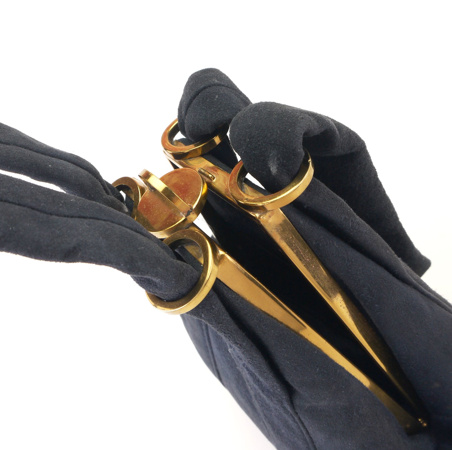 1940s Lotus Navy Suede Slingbacks and Bag UK 8