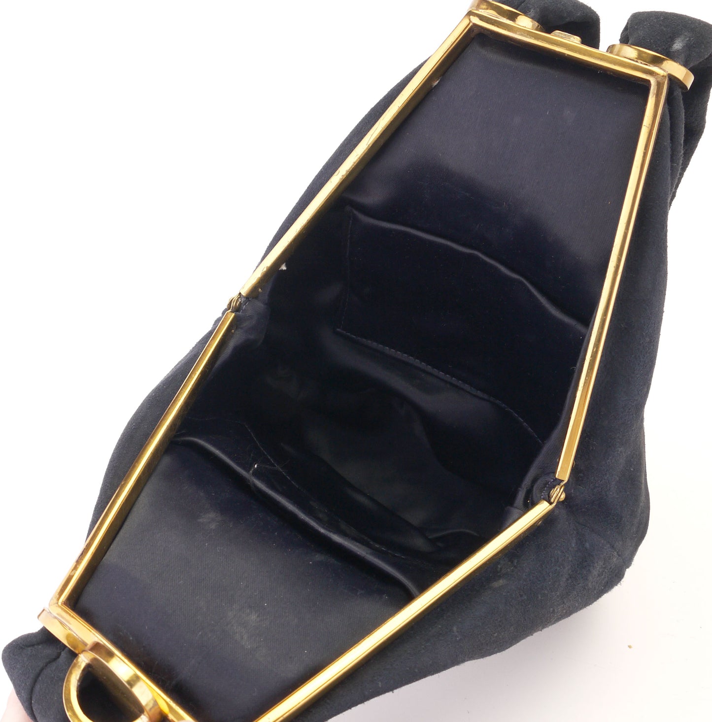 1940s Lotus Navy Suede Slingbacks and Bag UK 8
