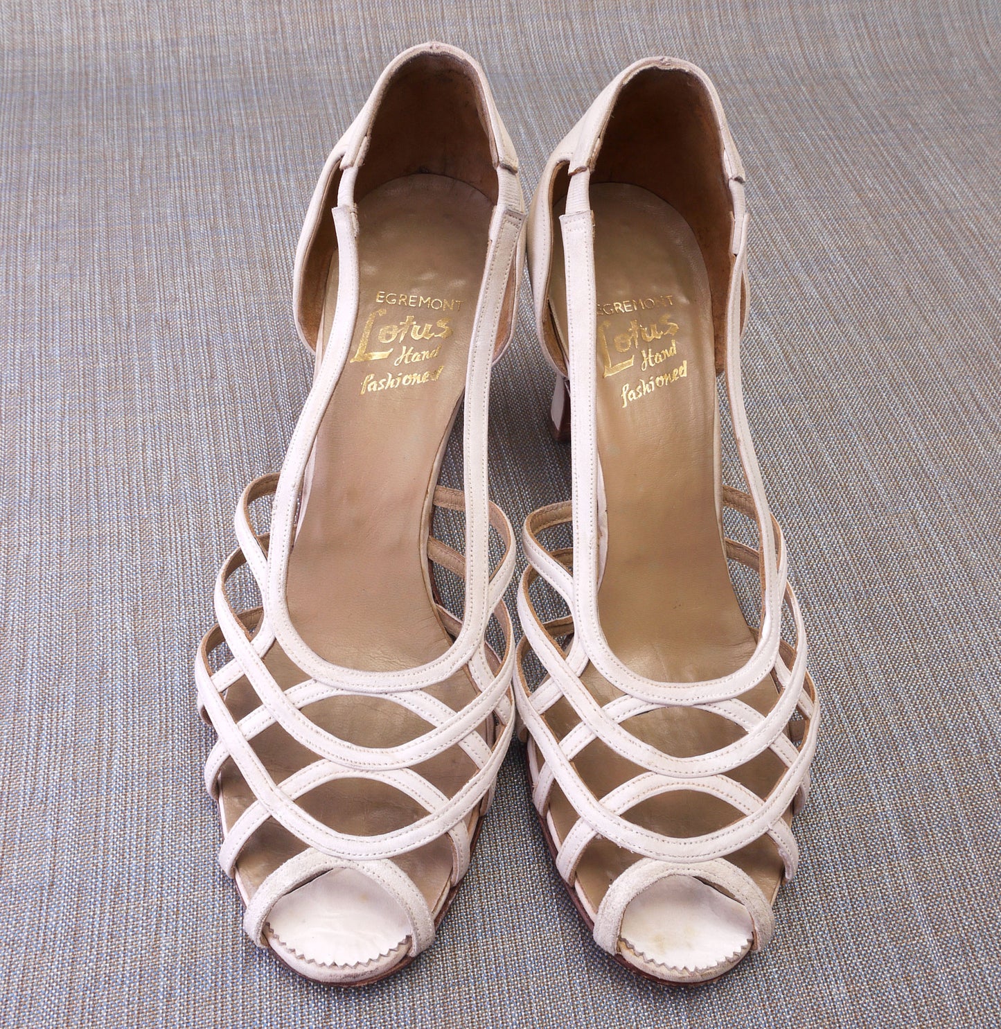 White 1950s Nubuck Sandals by Lotus UK 3.5