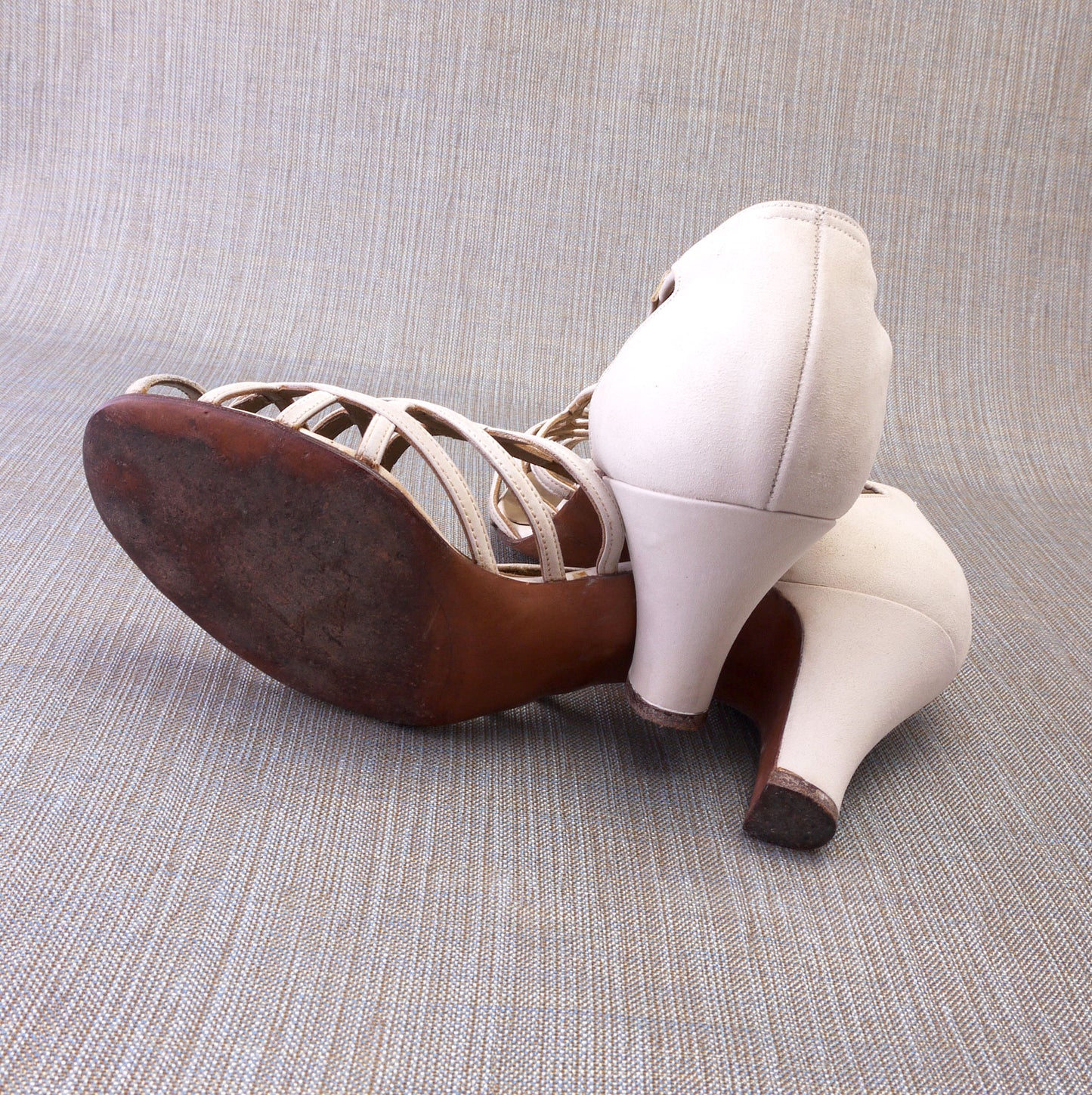 White 1950s Nubuck Sandals by Lotus UK 3.5