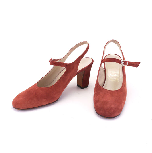 1970s Rose Brown Mondaine Slingbacks UK 3.5