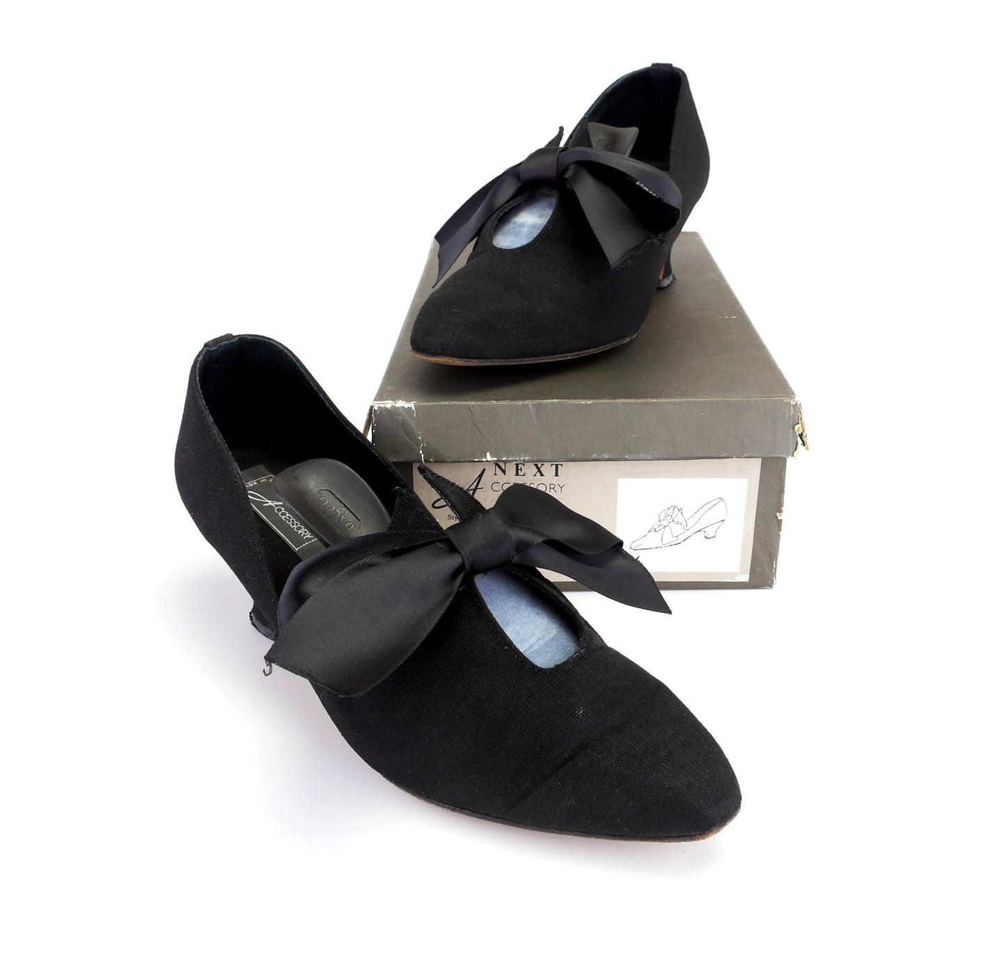 1980s Black Grosgrain Historical Style Pumps by Next UK 6