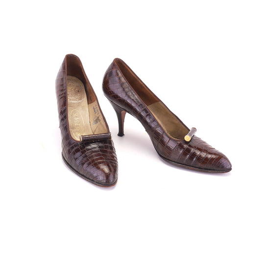 Rayne 1950s Dark Brown Stiletto Pumps UK 5