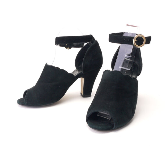 90s Doing 40s Red or Dead Peep Toe Sandals UK 5