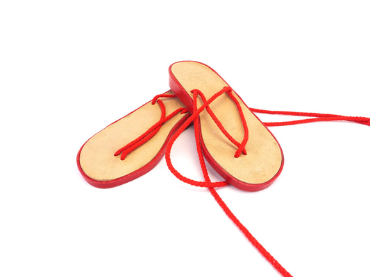 80s Doing 1950s Red String Ties Beach Sandals UK 5