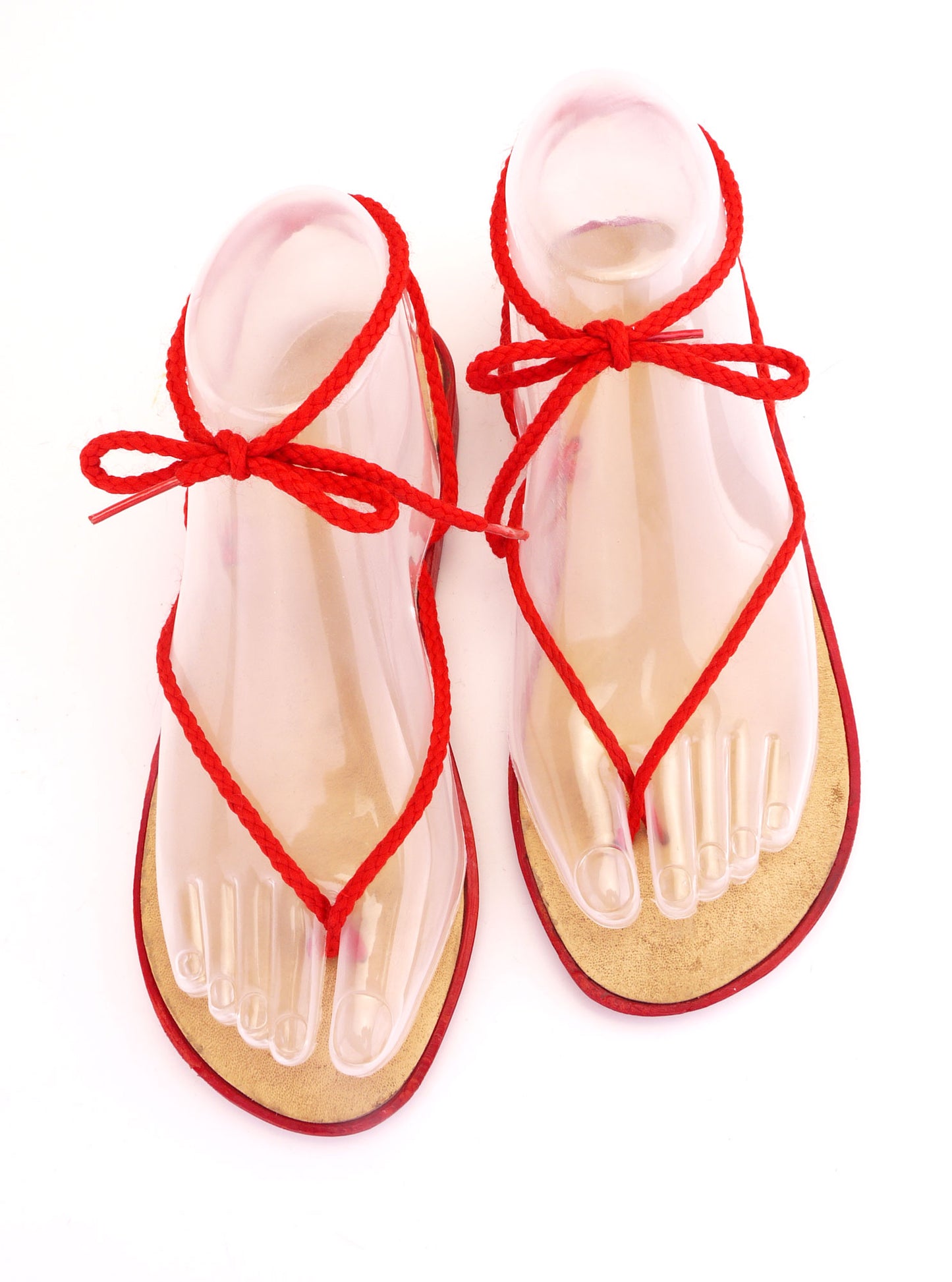 80s Doing 1950s Red String Ties Beach Sandals UK 5