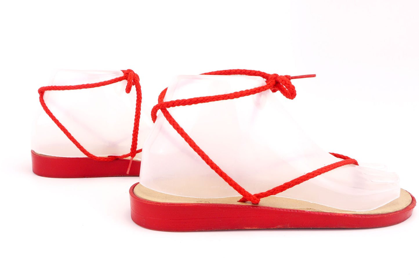 80s Doing 1950s Red String Ties Beach Sandals UK 5