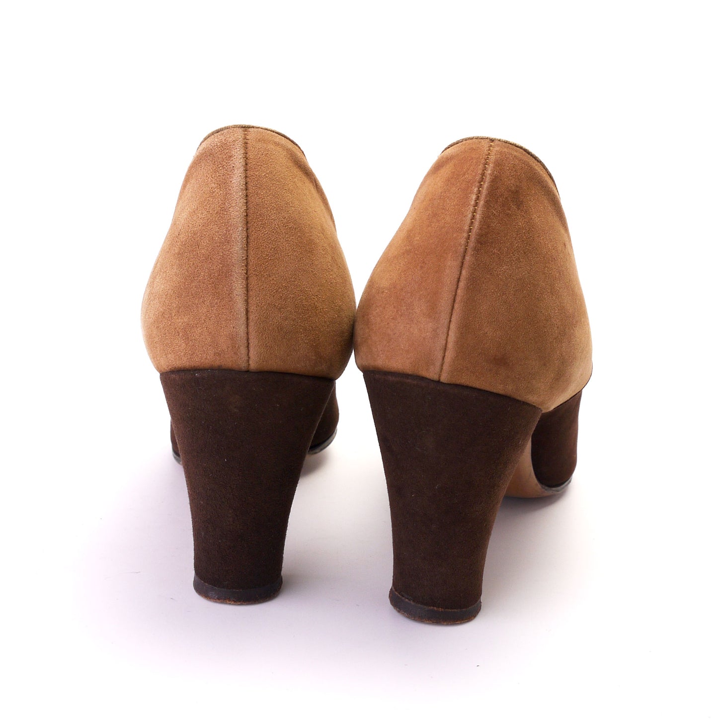 Gorgeous 1930s Brown & Sand Rice O'Neill Pumps UK 6N