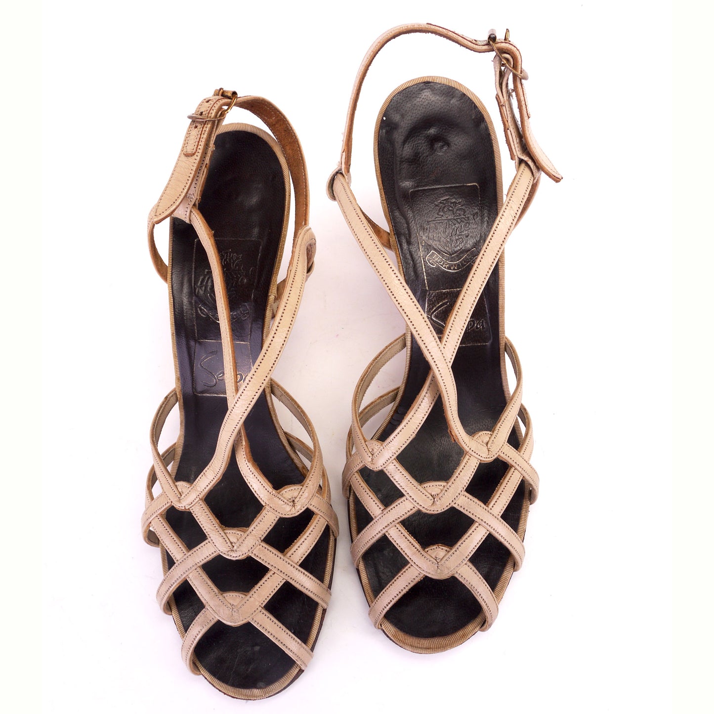 1950s Holmes Strappy Beige sandals UK 3