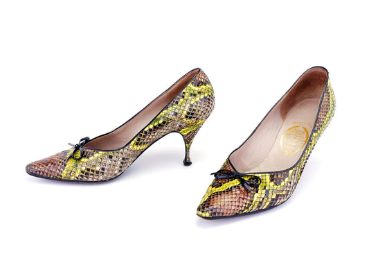 1960s Multicoloured Snake Skin Pumps by Slade UK 4