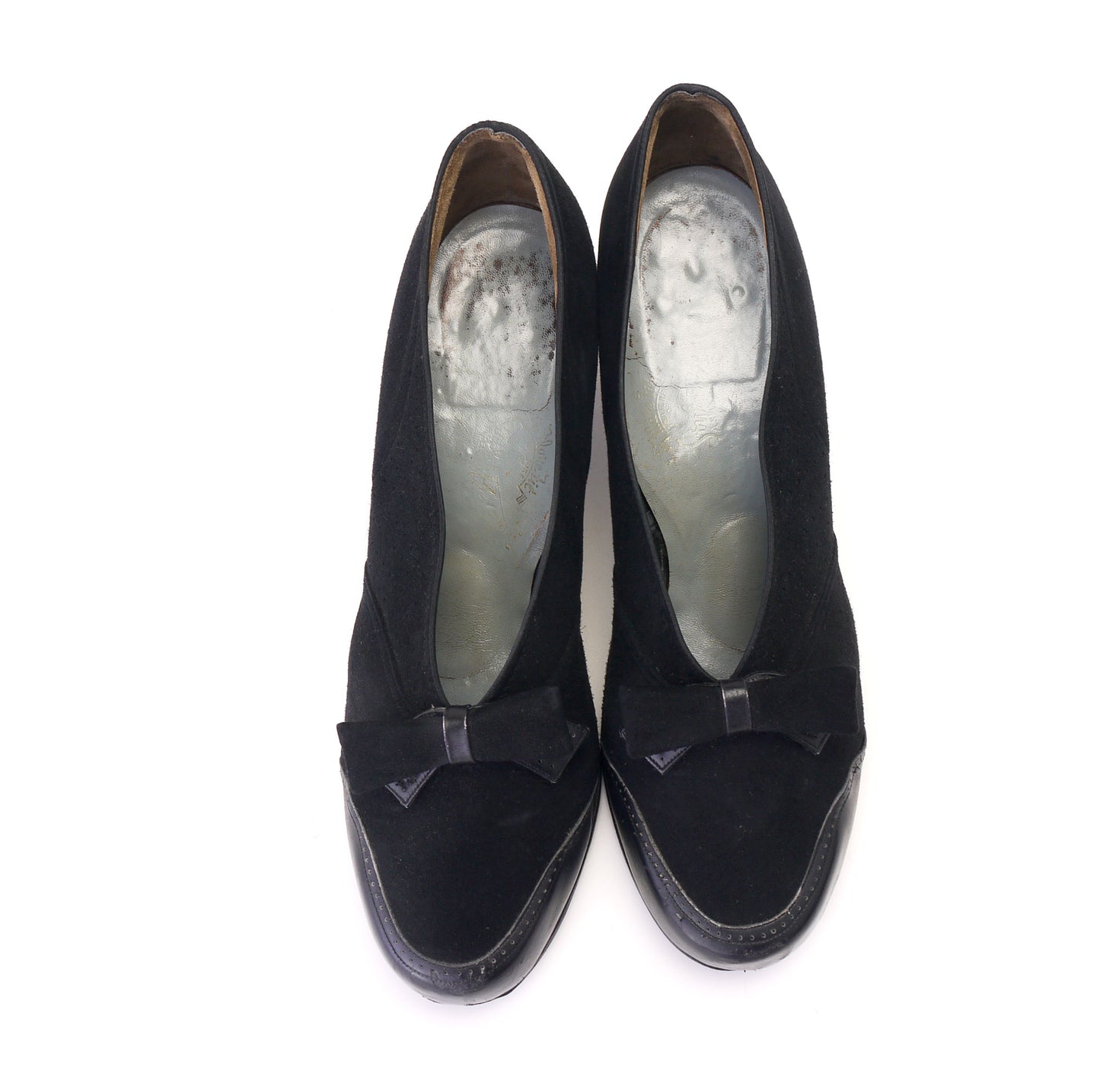 1940s Black Suede Lastex Pumps by Styleez UK 6