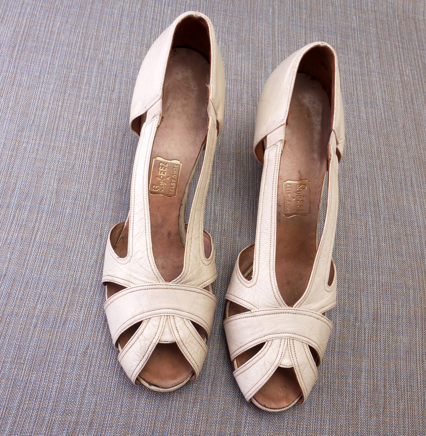 1950s Cream Peep Toe Sandals by Styleez UK 4.5
