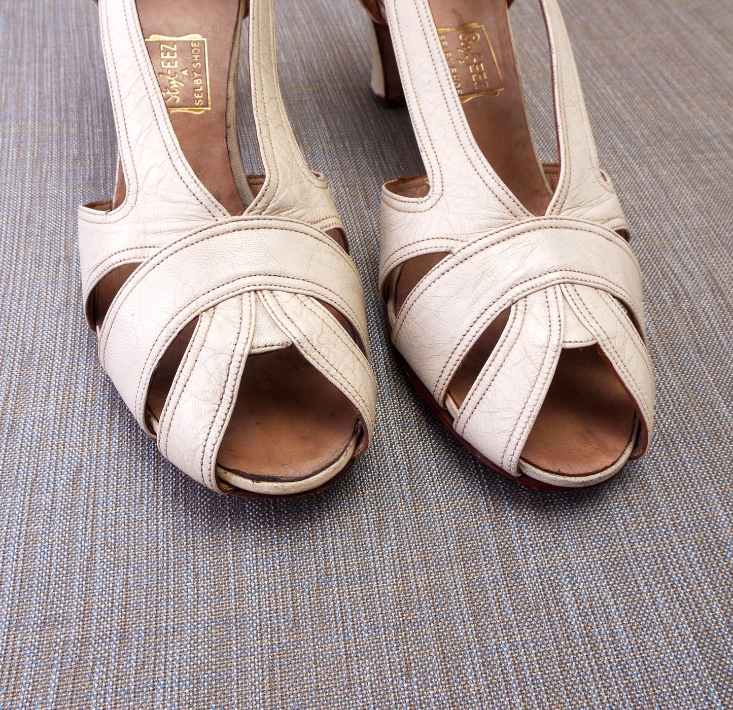 1950s Cream Peep Toe Sandals by Styleez UK 4.5