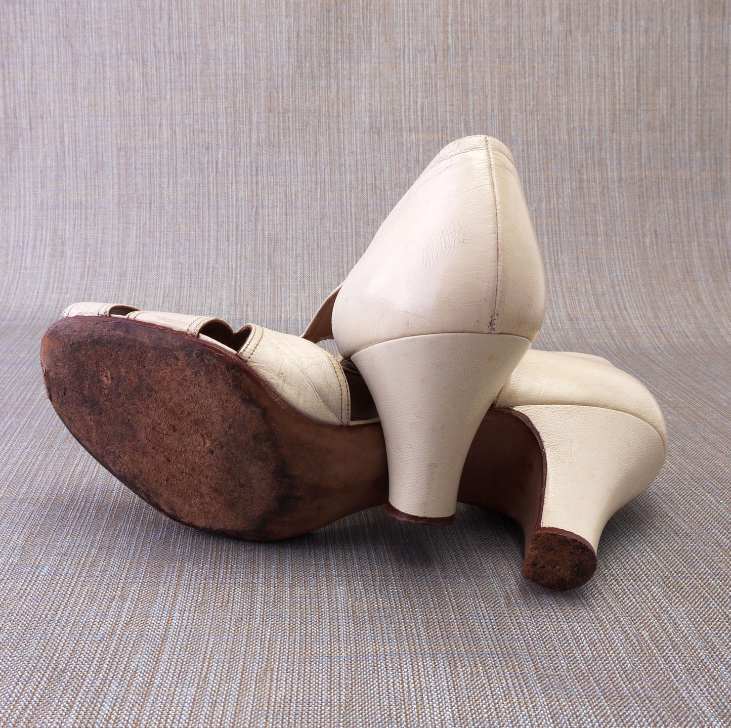 1950s Cream Peep Toe Sandals by Styleez UK 4.5