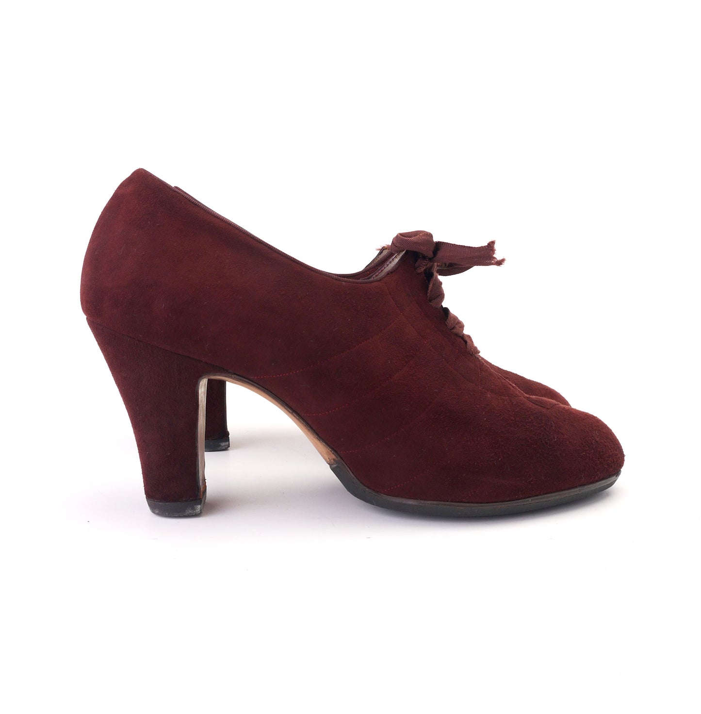 1940s Wine Suede Ghillie Lace Ups by Styleez UK 4.5