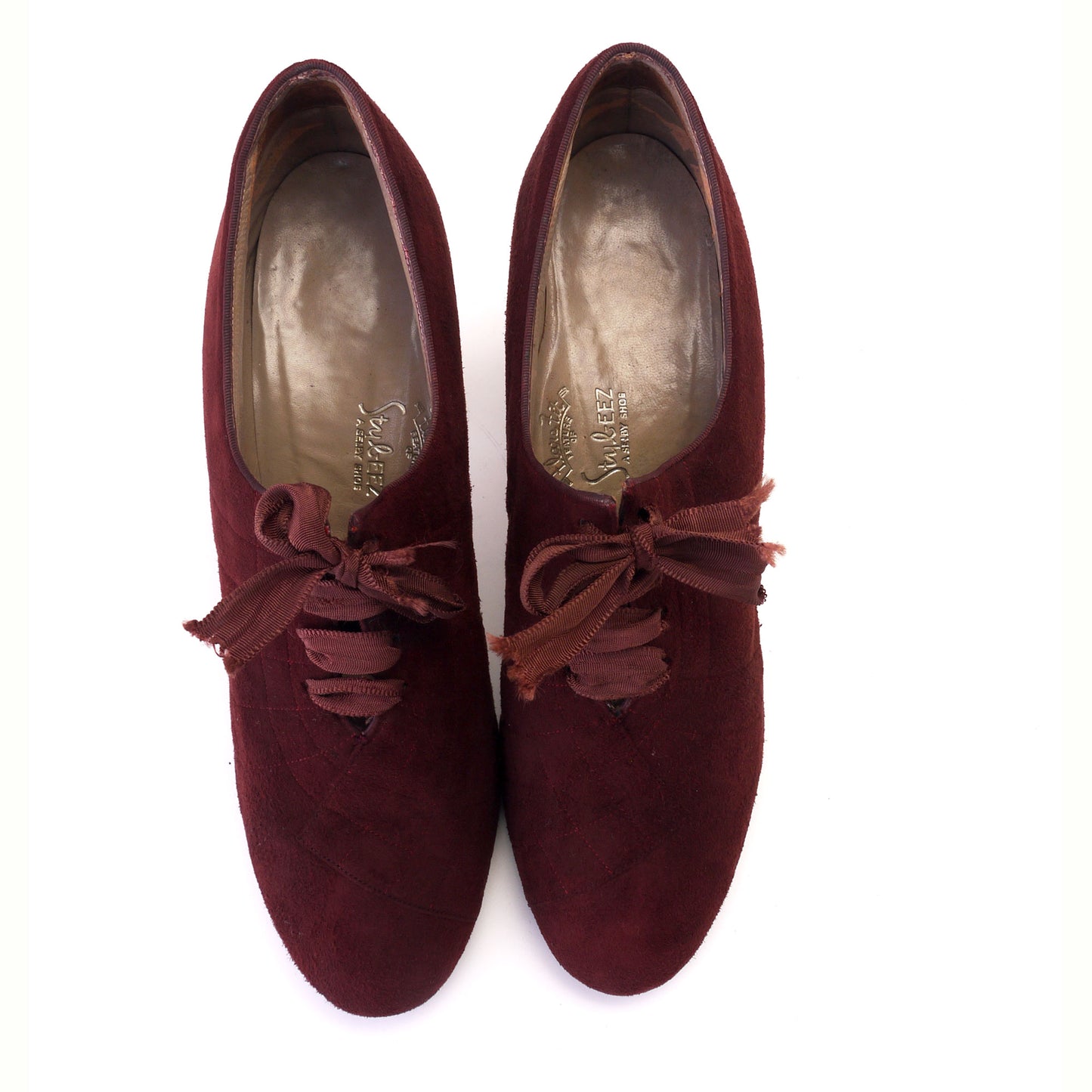 1940s Wine Suede Ghillie Lace Ups by Styleez UK 4.5