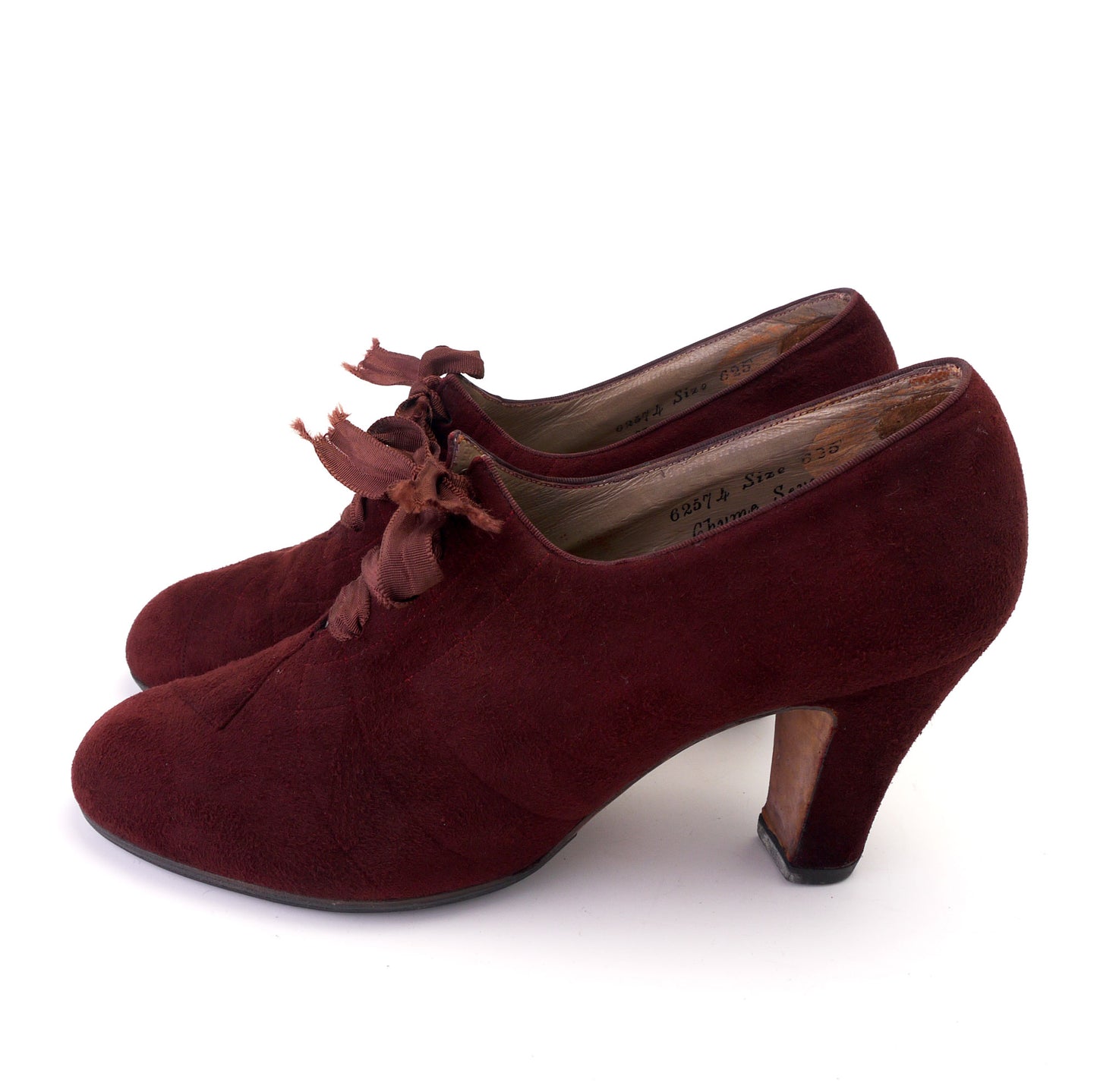 1940s Wine Suede Ghillie Lace Ups by Styleez UK 4.5