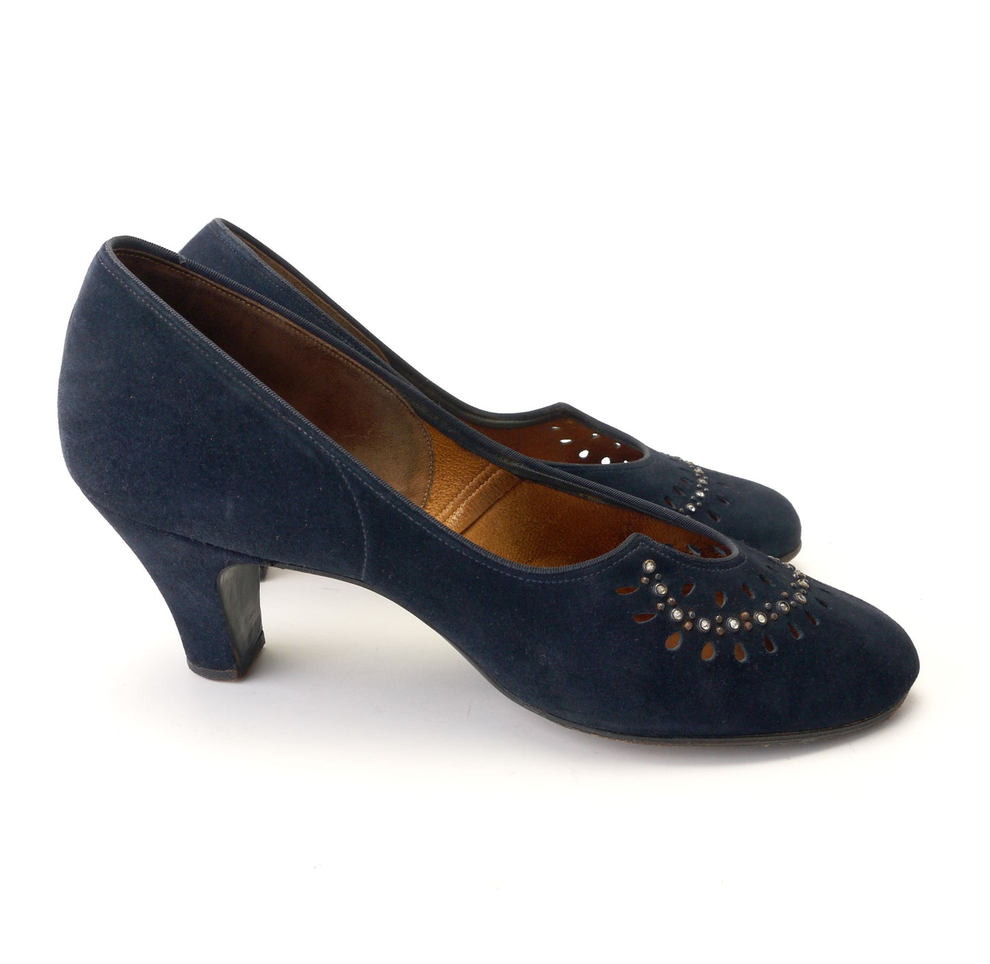 1950s Navy Suede Cocktail Pumps by Troylings UK 4.5