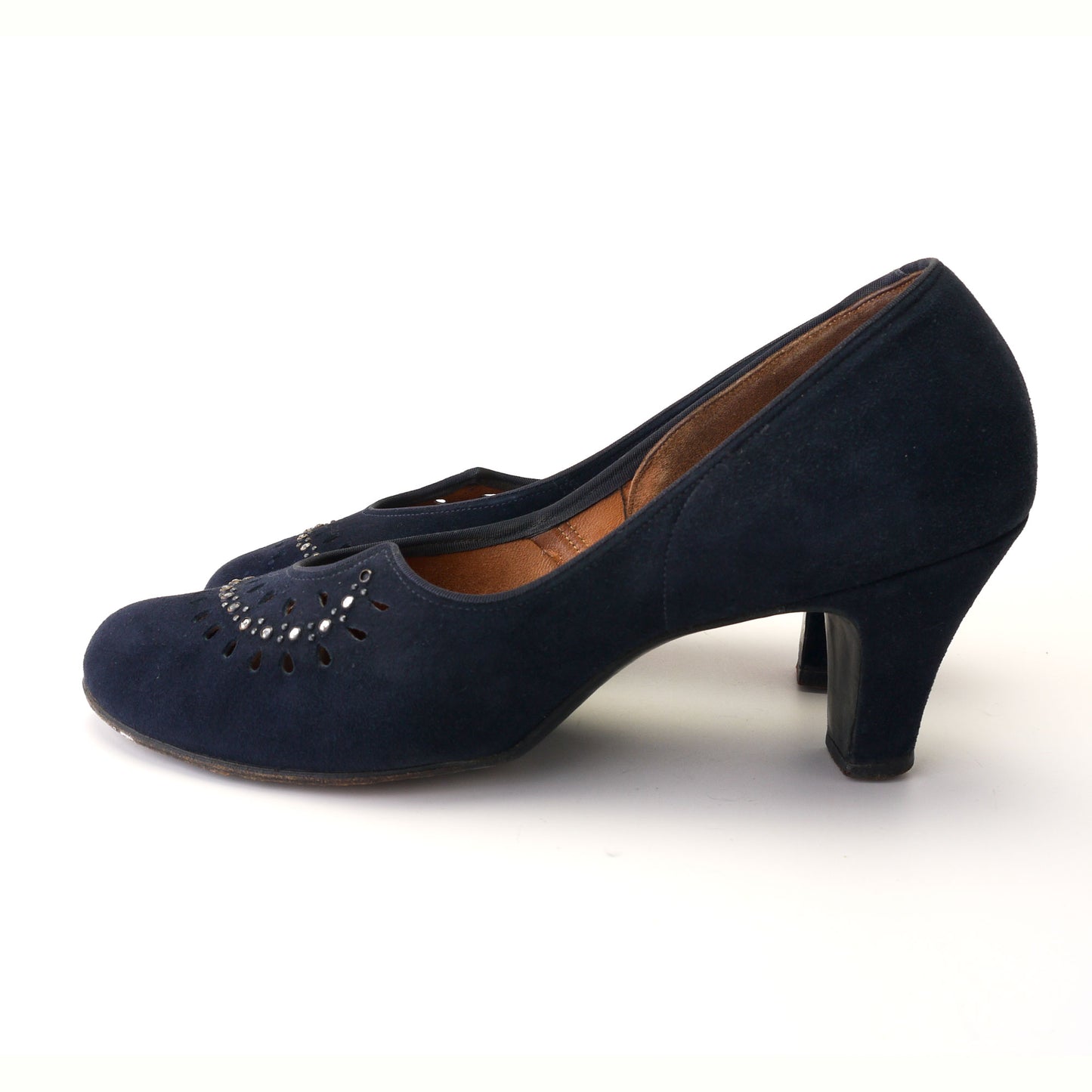 1950s Navy Suede Cocktail Pumps by Troylings UK 4.5