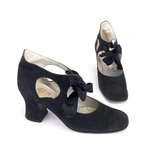 1970s Vaccari High Cut Shoes with Cutouts UK 3.5