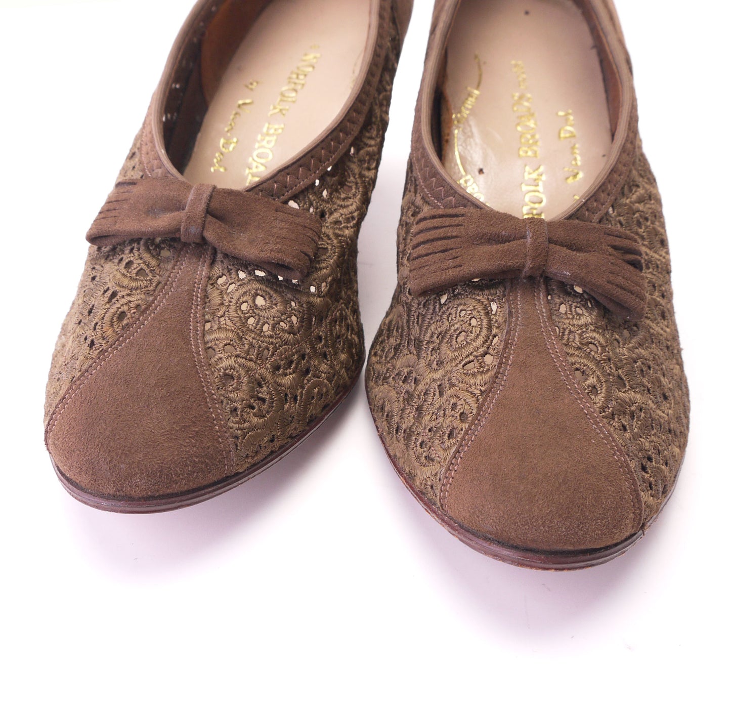 1950s Brown Suede and Lace Pumps by Van Dal UK 4