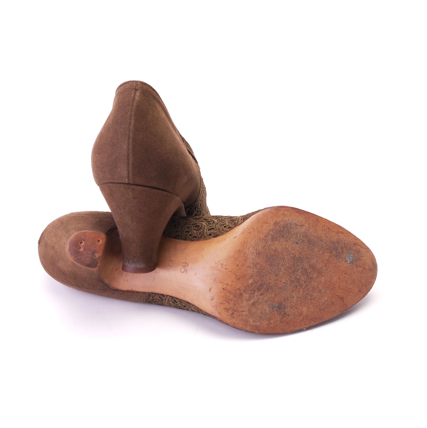 1950s Brown Suede and Lace Pumps by Van Dal UK 4
