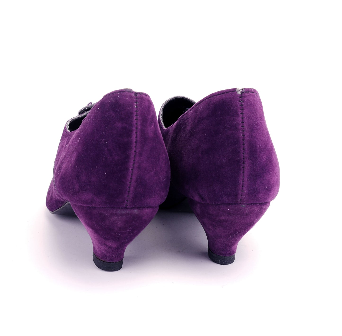 Cute 1980s Purple Suedette Pumps w Buttons UK 4.5