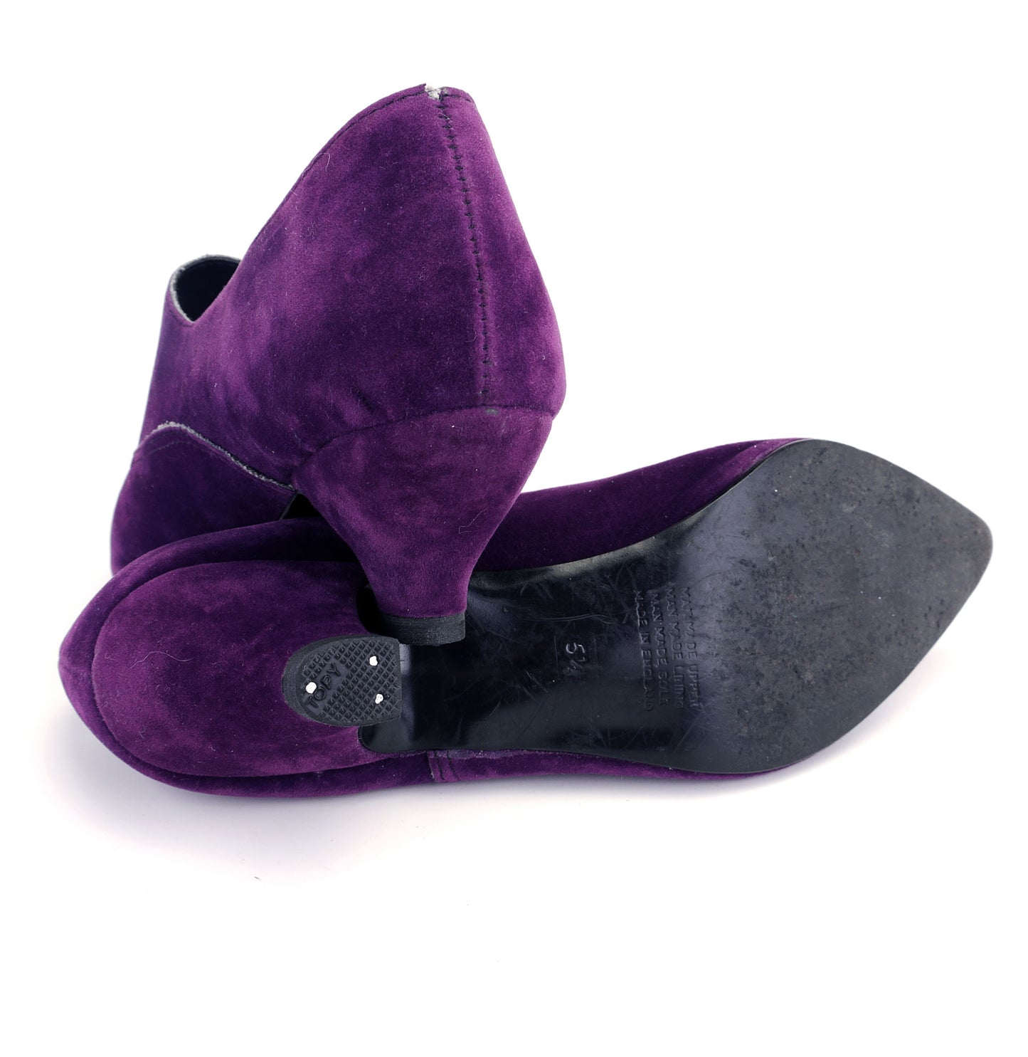 Cute 1980s Purple Suedette Pumps w Buttons UK 4.5