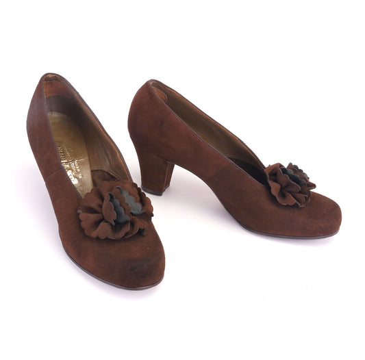 1940s Brown Suede Pumps by Weintrop UK 6