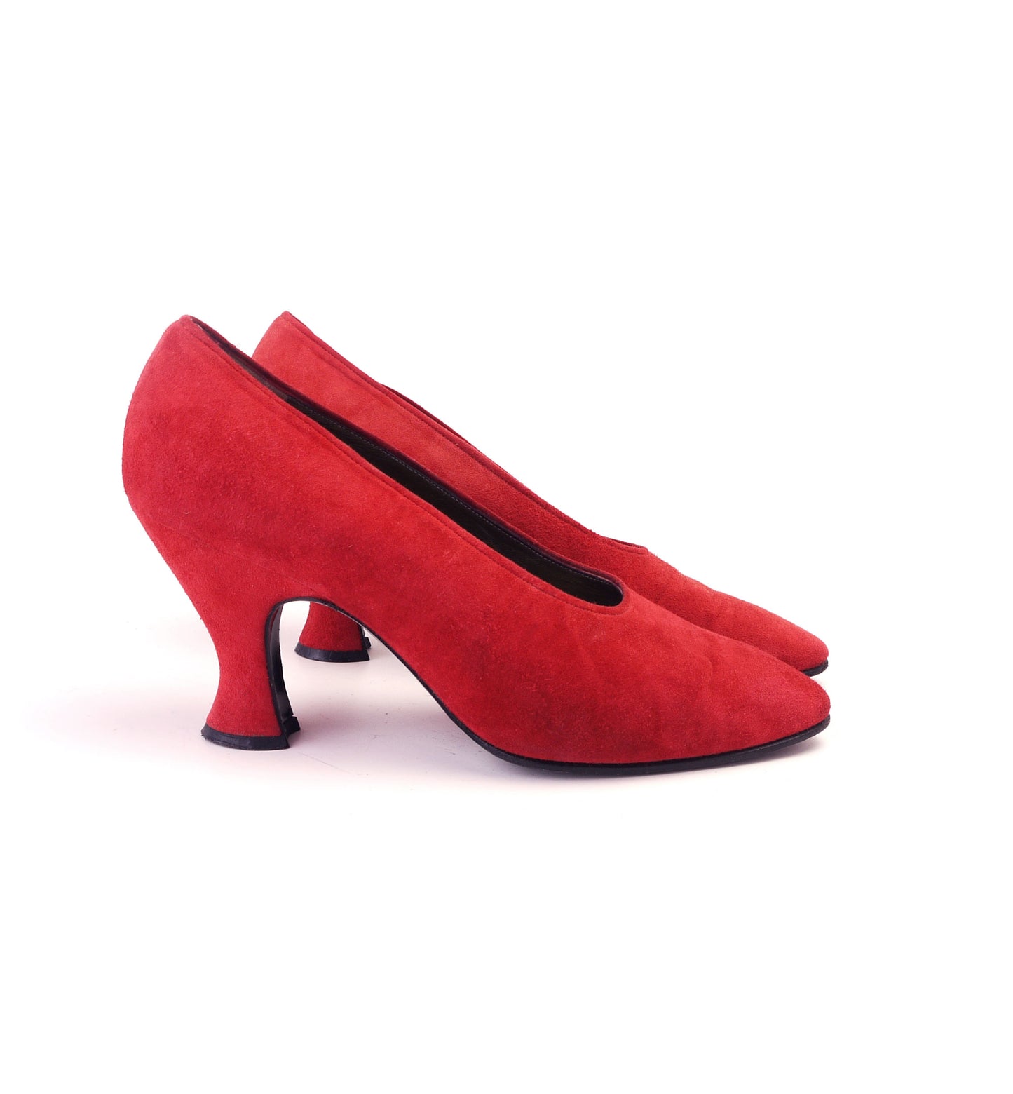 YSL Edwardian Style Red Suede Pumps UK 7