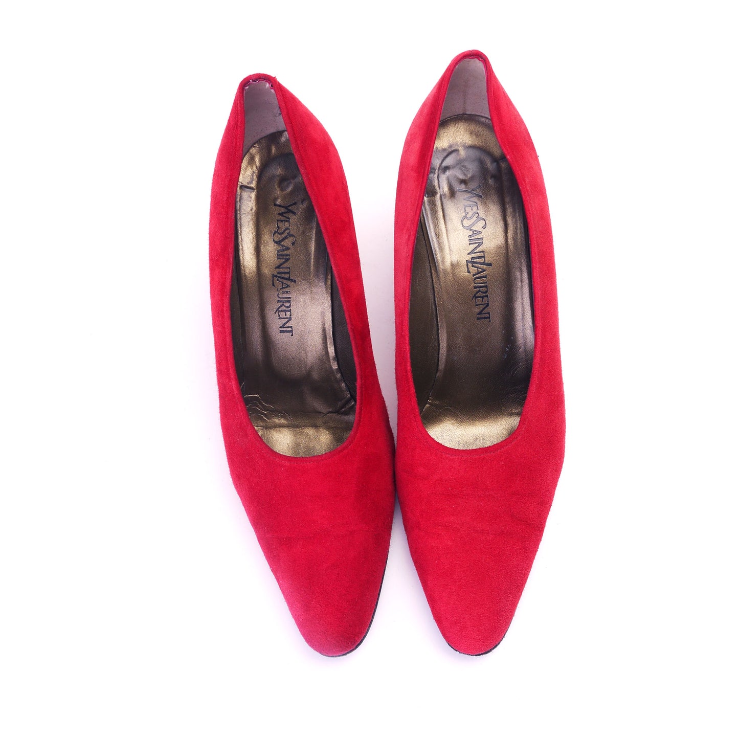 YSL Edwardian Style Red Suede Pumps UK 7