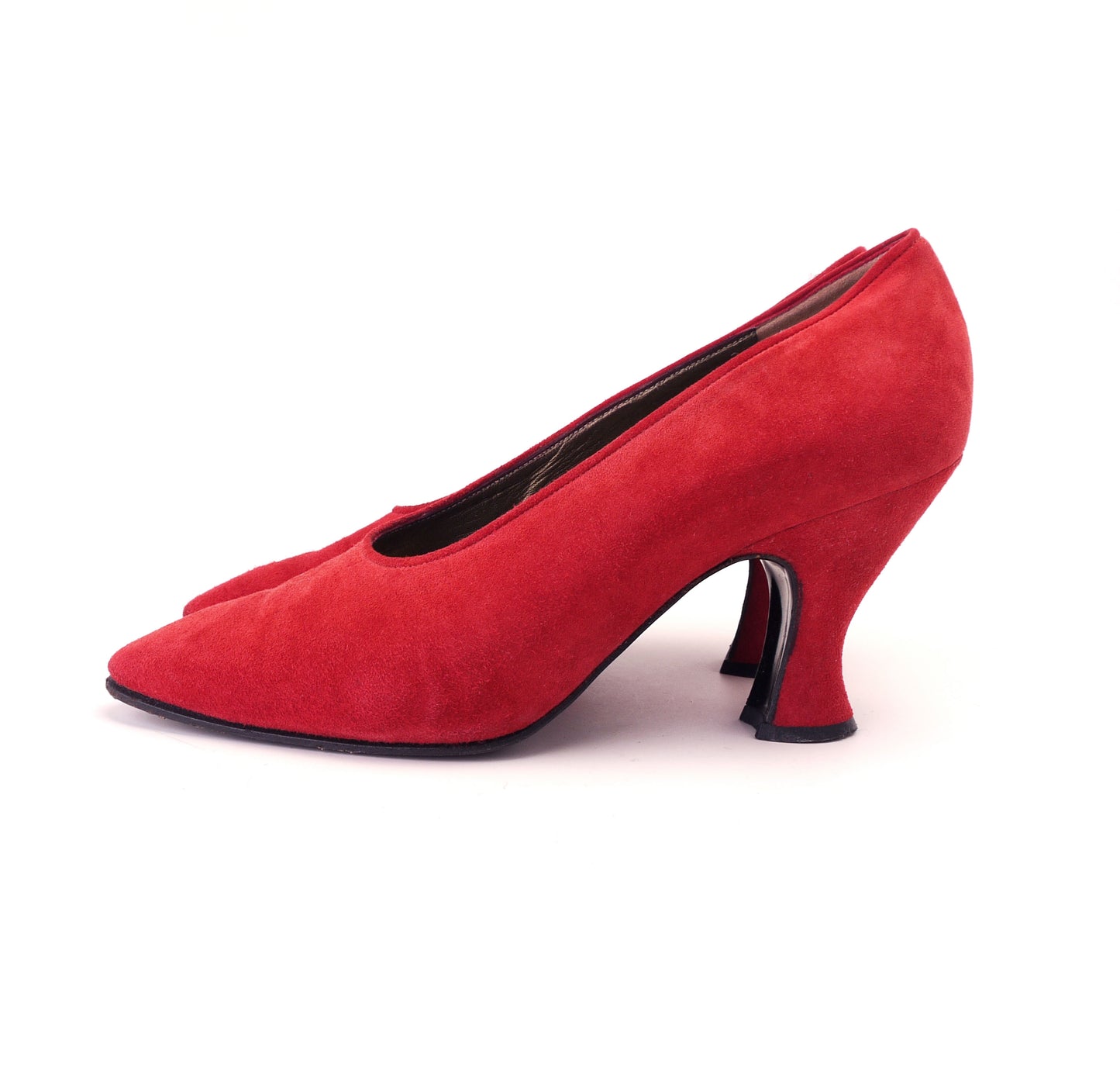 YSL Edwardian Style Red Suede Pumps UK 7