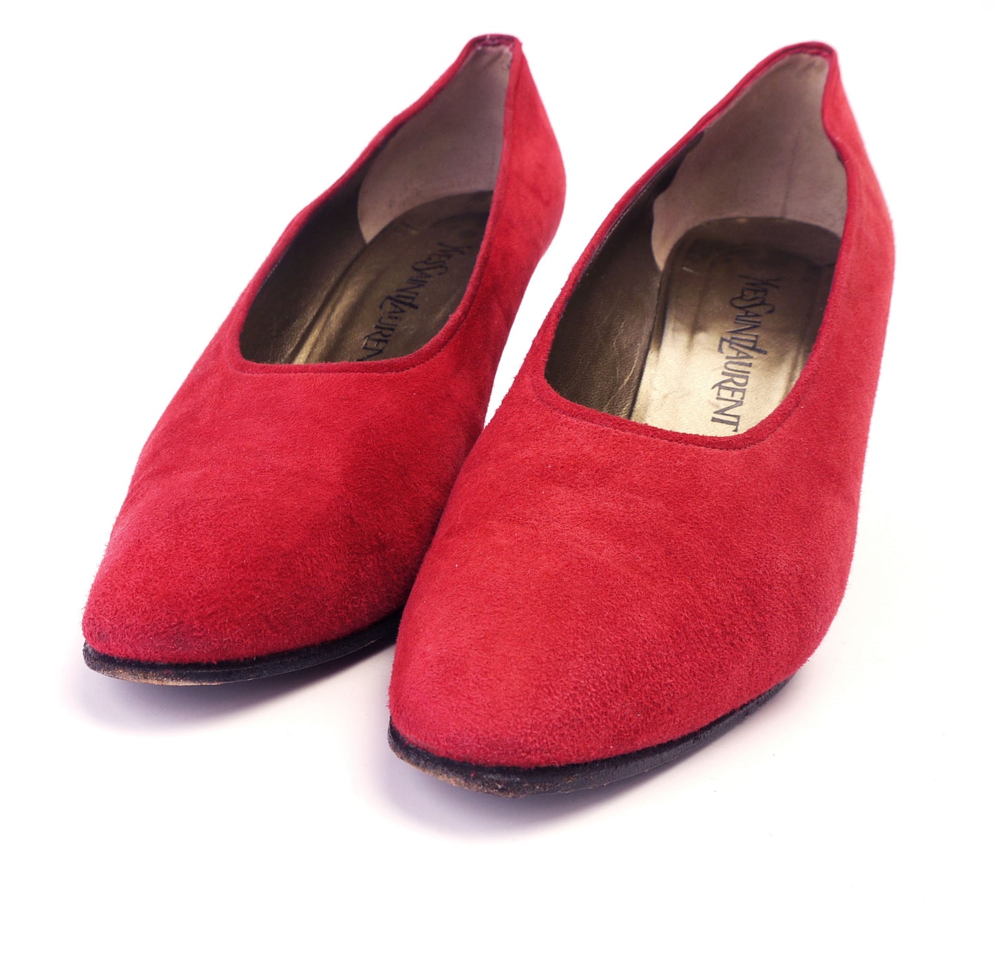 YSL Edwardian Style Red Suede Pumps UK 7